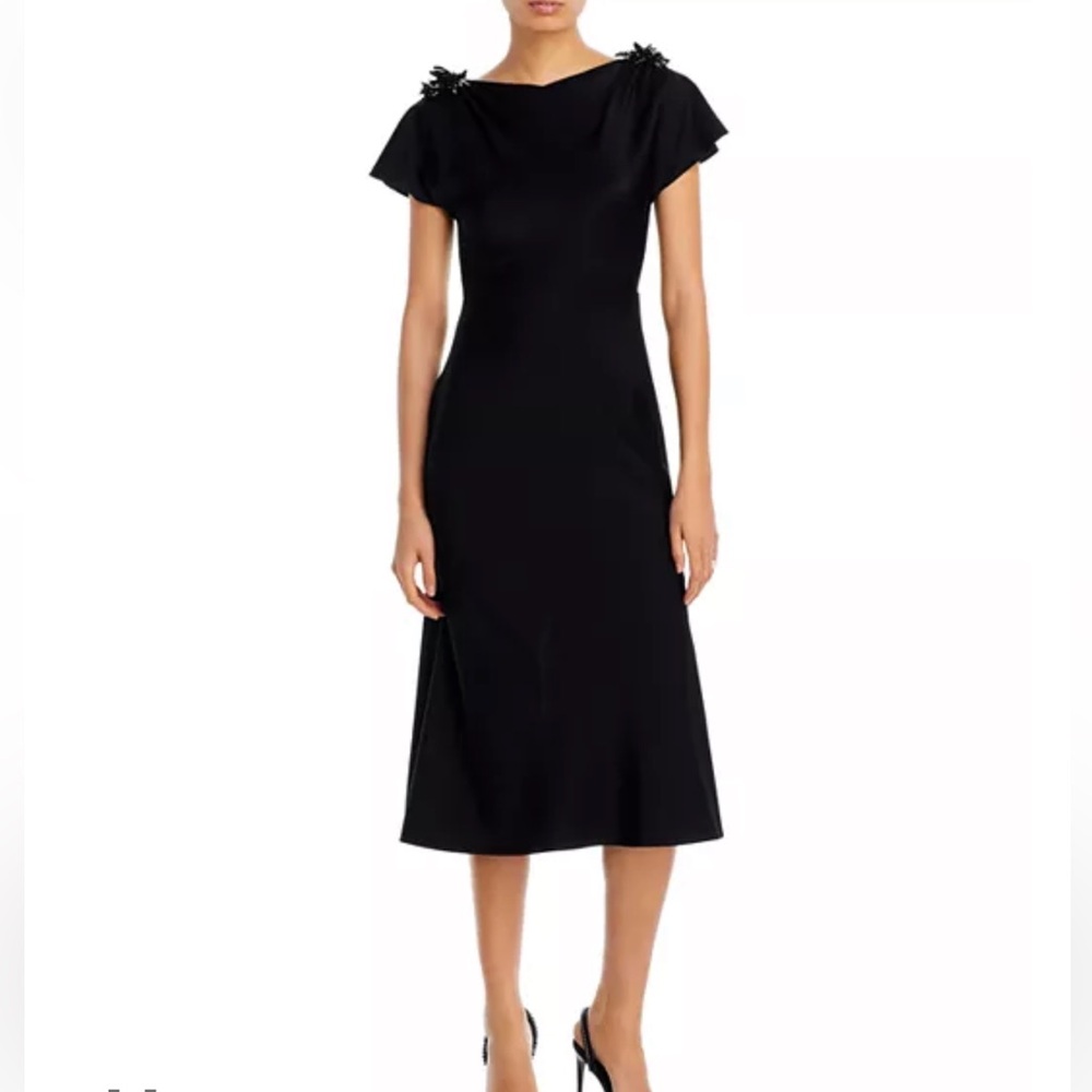 Jason Wu Embellished Bias Navy Midi Dress